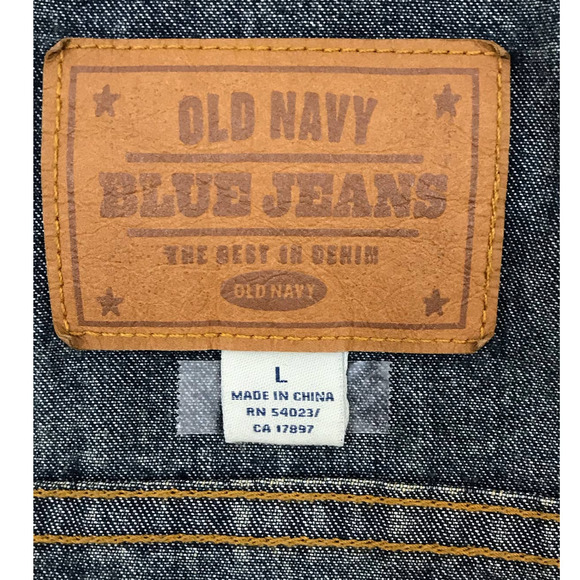 Old Navy Blue Jeans Trucker Denim Jean Jacket Size Large for Junior Dk Wash Y2K - Picture 7 of 10